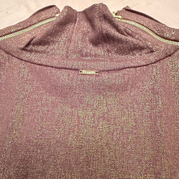 St John Brown/Gold Turtleneck Top w/ Zipper Detail Size Medium MSRP $425 - Picture 6 of 12